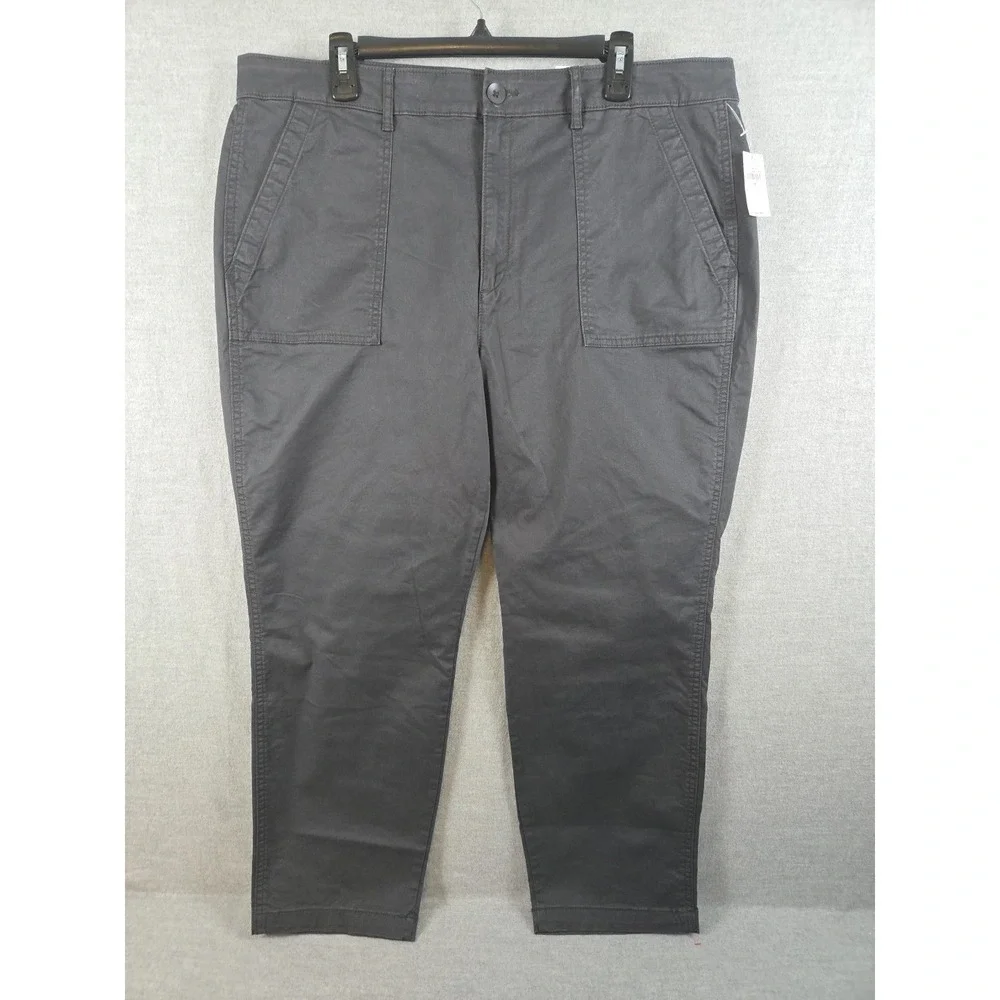 OLD NAVY Crop Capri Chino Pants‎ Womens 18 Charcoal Gray Comfort Stretch NEW